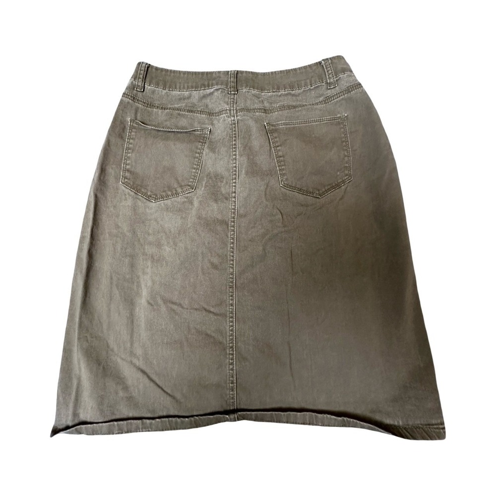 The Main Street Exchange Skirt Womens 8 Olive Green Midi A-Line Zipper Detail - Picture 2 of 6